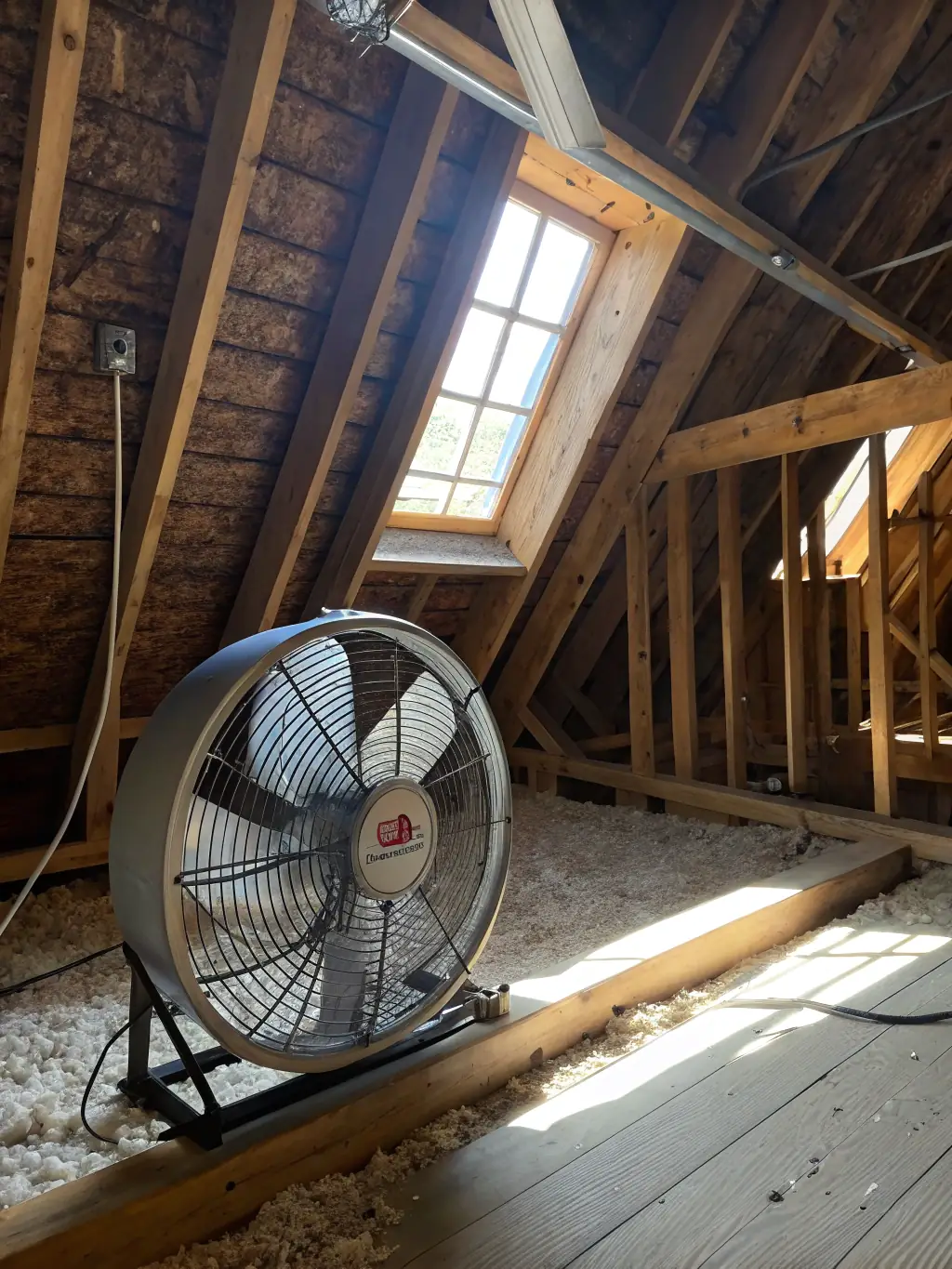 A person installing a solar-powered ventilation system in their attic, promoting energy efficiency and improved air circulation.